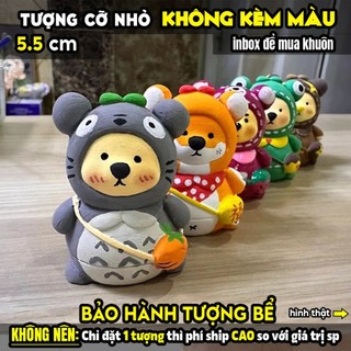 Tượng tô màu, GẤU ĐI HỌC, size S, thạch cao trắng (Không kèm màu), luyện vẽ, decor