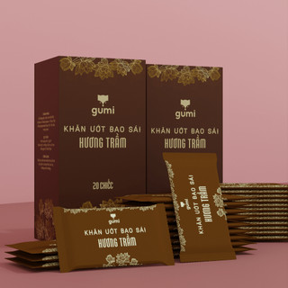 Hộp 20 gói khăn ướt bao sái hương trầm Gumi mềm nhẹ nhàng làm sạch các vật phẩm thờ cúng