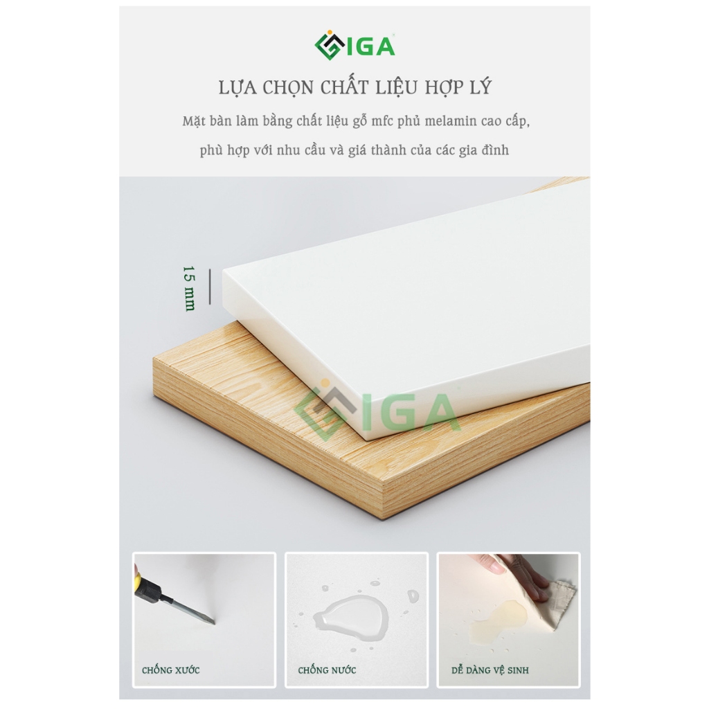 Bàn làm việc chân sắt sơn tĩnh điện chống ghỉ có 2 màu thương hiệu ILUMIA - GM62 | BigBuy360 - bigbuy360.vn