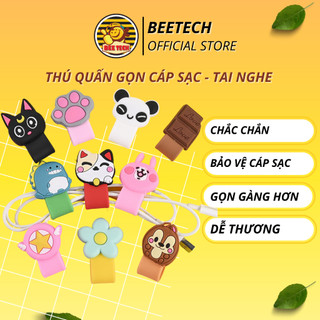 Dây quấn gọn sạc cáp, tai nghe hình dễ thương dạng cài và dạng bấm tiện lợi - Beetech