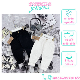Quần kaki dài xước đen trắng dành cho bé trai bé gái từ 8-22kg