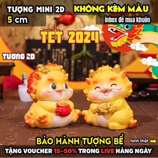 Tượng tô màu, RỒNG 2024 2D mini size S, thạch cao trắng (Không kèm màu), luyện vẽ, decor