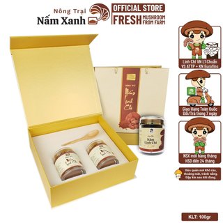 Hộp 2 Hũ Bào Tử Nấm Linh Chi Đỏ Làm Quà Biếu Tặng Cho Sức Khỏe - Nông Trại Nấm Xanh