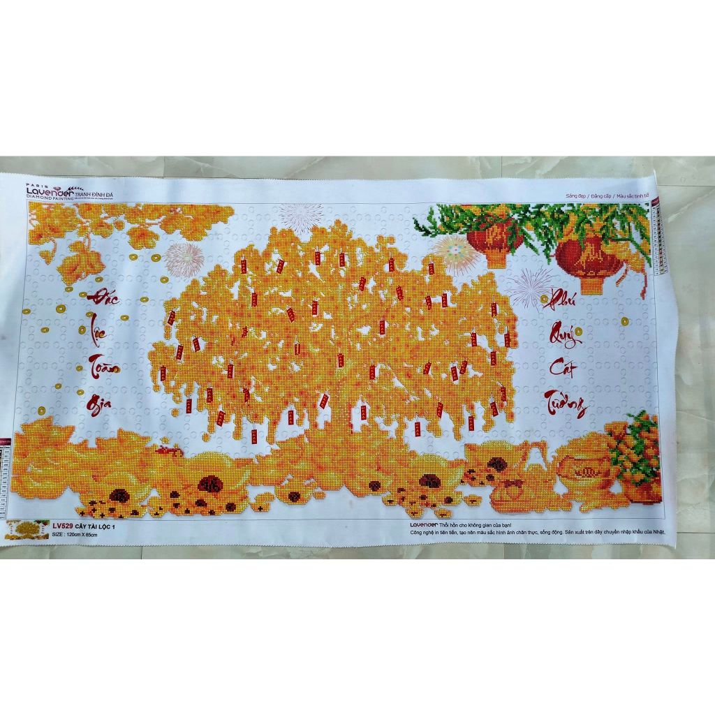 Tranh đính đá Cây Tài Lộc - kích thước :120x65cm