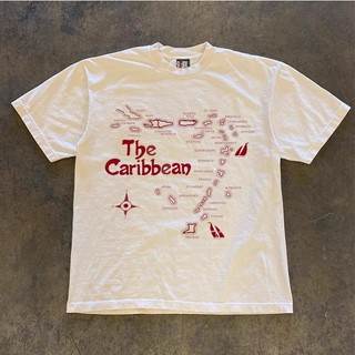 Áo Phông Cộc Tay Hè Cổ Tròn Nam Nữ Tay Lỡ Phối Họa Tiết CARIBEAN Cá Tính, Chất Liệu Cotton Khô Mềm Mịn Thấm Hút Mồ Hôi