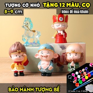Tượng tô màu, SET 4 THẦY TRÒ TÂY DU KÈM 12 MÀU, 2 CỌ, 1 KHAY, size M, tượng thạch cao, tô tượng