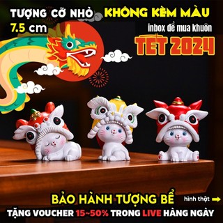 Tượng tô màu, THỎ MŨ LÂN DỄ THƯƠNG, size M, thạch cao trắng (Không kèm màu), luyện vẽ, decor