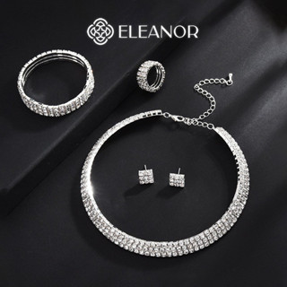 Dây chuyền lắc tay bông tai nhẫn nữ Eleanor Accessories bộ trang sức đính đá phụ kiện trang sức 4812