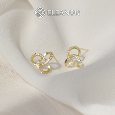 Bông tai nữ chuôi bạc 925 Eleanor Accessories viền xoắn đính đá phụ kiện trang sức khuyên tai 2992