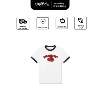 Áo thun Baby Tee tay lỡ STRAWBERRY unisex phông Nam Nữ | Local Brand M Midori