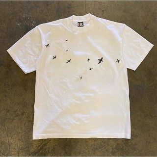 Áo Phông Hè Cổ Tròn Nam Nữ Tay Lỡ Phối Họa Tiết Hình Bầy Chimm Sành Điệu, Chất Liệu Cotton Khô Mềm Mịn