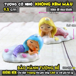 Tượng tô màu, NÀNG TIÊN CÁ 2 KIỂU, size L, thạch cao trắng (Không kèm màu), luyện vẽ, decor