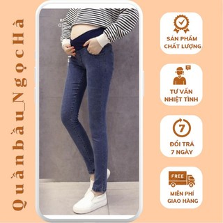 Quần bầu jean cạp chéo có chun chỉnh bụng co dãn thoải mái