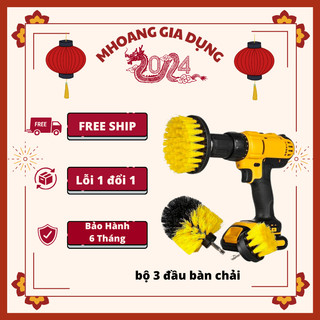 Bộ 3 đầu bàn chải gắn máy khoan - Đầu cọ bàn chải vệ sinh nhà cửa đa năng - đồ làm mộc