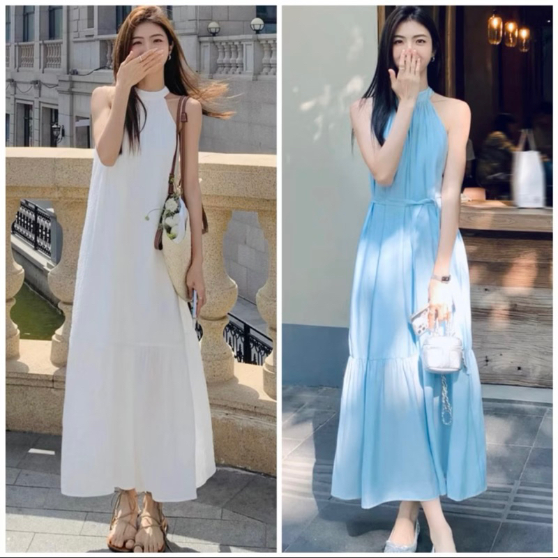 Đầm yếm đuôi cá dáng maxi dạo phố du lịch