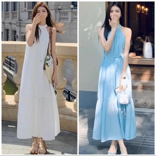 Đầm yếm đuôi cá dáng maxi dạo phố du lịch