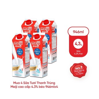  Combo 4 hộp sữa thanh trùng Meiji 946ml độ béo 4.3% 