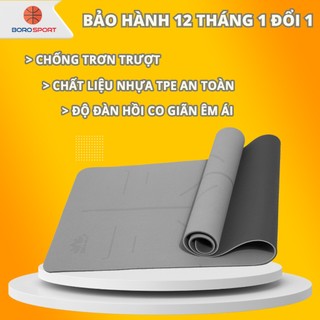 Thảm tập yoga định tuyến bảo hành 12 tháng 1 đổi 1 thảm yoga chống trượt 2 lớp 6 mm chất liệu tpe êm ái boro sport