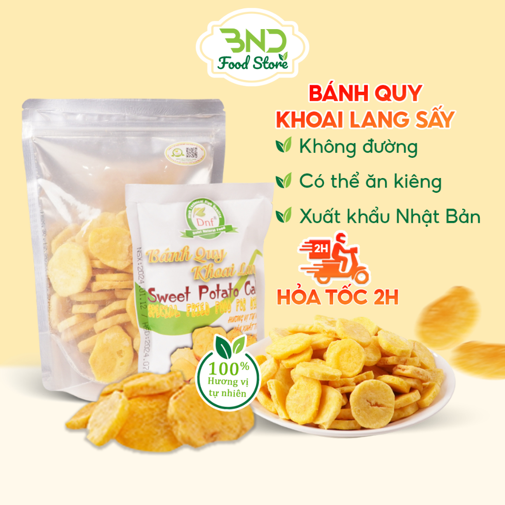 Bánh quy khoai lang Nhật - Khoai lang sấy giòn Đà Lạt Natural Food 100% tự nhiên, không đường, có thể ăn kiêng, giảm cân