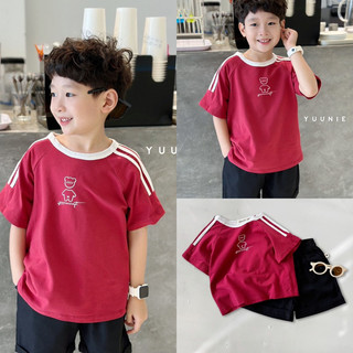 Bộ short gấu Teddy đỏ bé trai