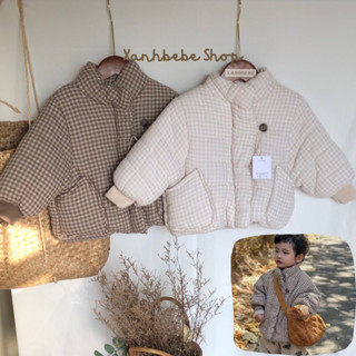 XBB00015 Áo khoác bông lót nỉ siêu dày ấm vintage cho bé trai bé gái 1-8T