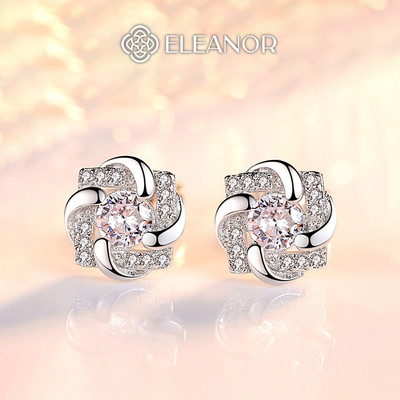 Bông tai nữ chuôi bạc 925 Eleanor Accessories hình hoa đính đá phụ kiện trang sức khuyên tai 5807