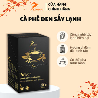 Cà phê đen hòa tan sấy lạnh - Konnai Coffee 15 gói - hạt cà phê Robusta nguyên chất - hương vị chua thanh, ngọt hậu