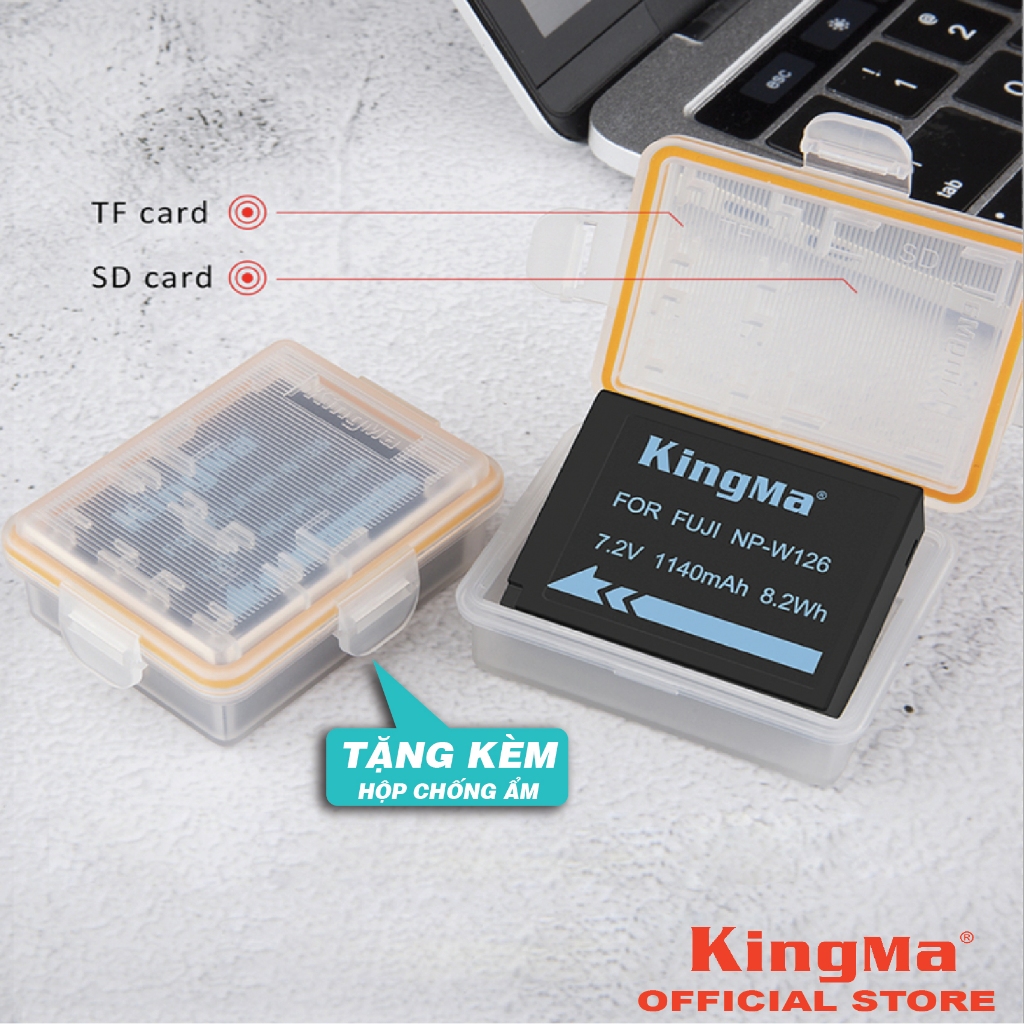 Bộ 2 Pin + 1 Dock Sạc Đôi NP-W126/126S Chính Hãng KINGMA. Dung Lượng 1140mAh. Phiên Bản Mới Nhất V3 (Bảo Hành 12 Tháng)