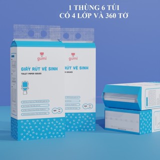 Khăn Giấy Rút Vệ Sinh Treo Tường GUMI – Thùng 6 Gói Cao Cấp, Vỏ Xanh Tiện Lợi