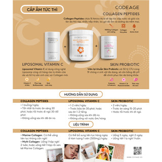 Bộ 3 Giúp Cấp Ẩm Da Tức Thì Codeage Collagen Peptides + Codeage Skin Probiotic Tặng Codeage Liposomal Vitamin C