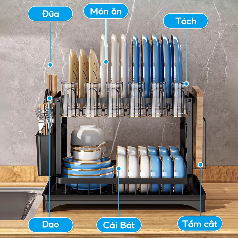 KSTOOK kệ bát inox 2 Tầng