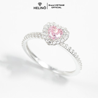 Nhẫn bạc trơn HELINO mặt đá tim hồng Rosie xinh xắn N16