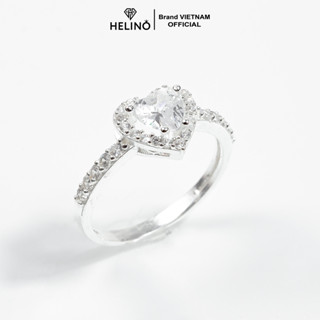 (HẾT HÀNG) Nhẫn bạc trơn HELINO mặt trái tim đính đá, phụ kiện trang sức lấp lánh N17
