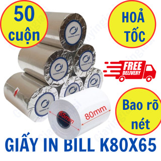 Giấy In Bill K80x65 - Giấy In Nhiệt K80 Đường Kính 65mm - Thùng 50 Cuộn