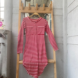 2hand đầm body len gân sọc size S và M vừa dài 91cm mã 193