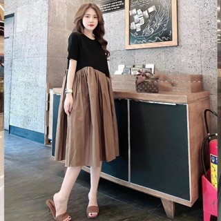 Váy bầu đầm bầu cao cấp mùa hè công sở và đi chơi thời trang thiết kế chất đũi hàn