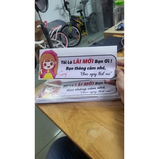 Cỡ lớn Tem LÁI MỚI xin thông cảm hình dễ thương bóc dán tiện dụng, chống nước - D&A shop