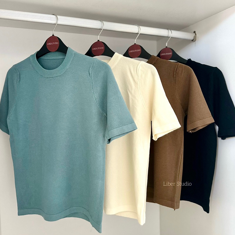 ( Đóng shop xả hàng) Áo cộc ngắn tay cổ tròn len mịn (ảnh thật)