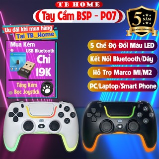 Tay cầm P07 LED RGB siêu rung - Kết nối bluetooth hỗ trợ PC/Laptop/Smart Phone - Tay Cầm chơi game FO4 có dây