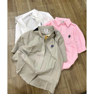  Áo sơ mi nữ thêu logo con gấu chất liệu linen cao cấp ba màu cực xinh phong cách trẻ trung năng động 