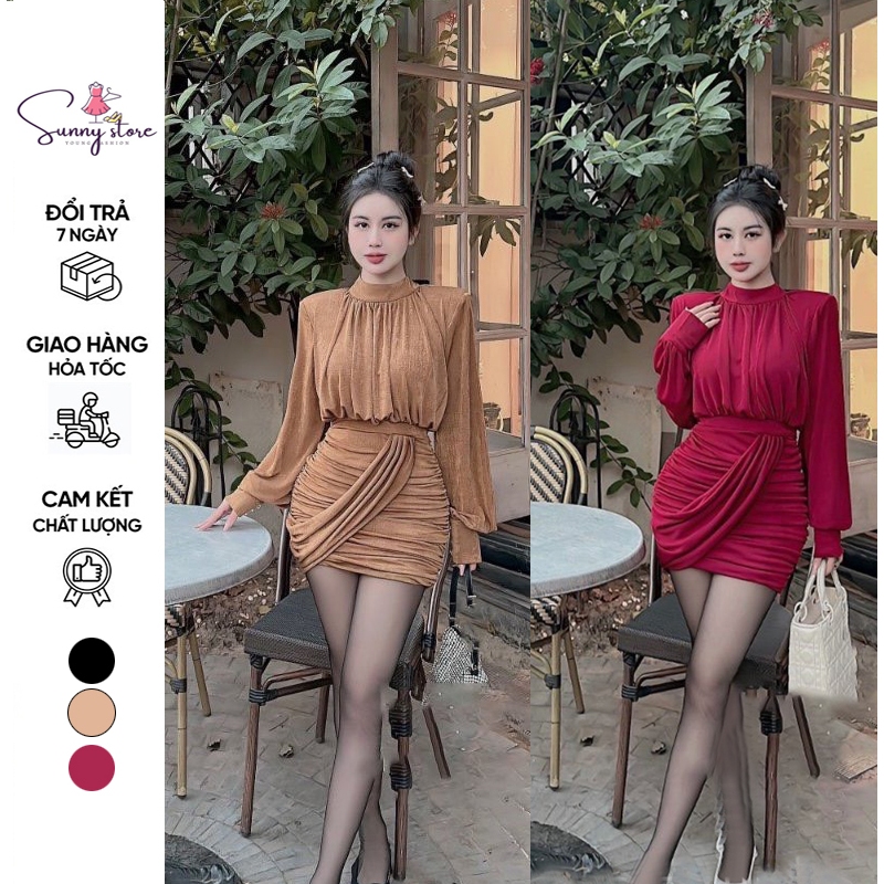 Đầm Tk cổ đỗ nhúng (SN173)