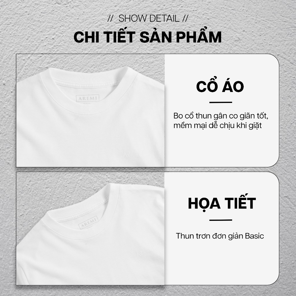 Áo thun cổ tròn T-shirt tay ngắn chính hãng AREMI, vải cotton 4 chiều co giãn dày dặn chuẩn form suông dành cho nam nữ