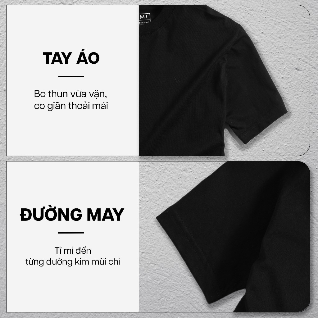 Áo thun cổ tròn T-shirt tay ngắn chính hãng AREMI, vải cotton 4 chiều co giãn dày dặn chuẩn form suông dành cho nam nữ