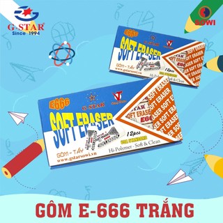 Lốc 12 cục gôm tẩy bút chì gstar / g-star e-666 / e 666, tẩy sạch, bọc ni lông bên ngoài