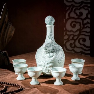 Bộ bình rượu long vân khai hội. Nậm rượu - ly rượu. Gốm sứ bát tràng cao cấp chính hãng.
