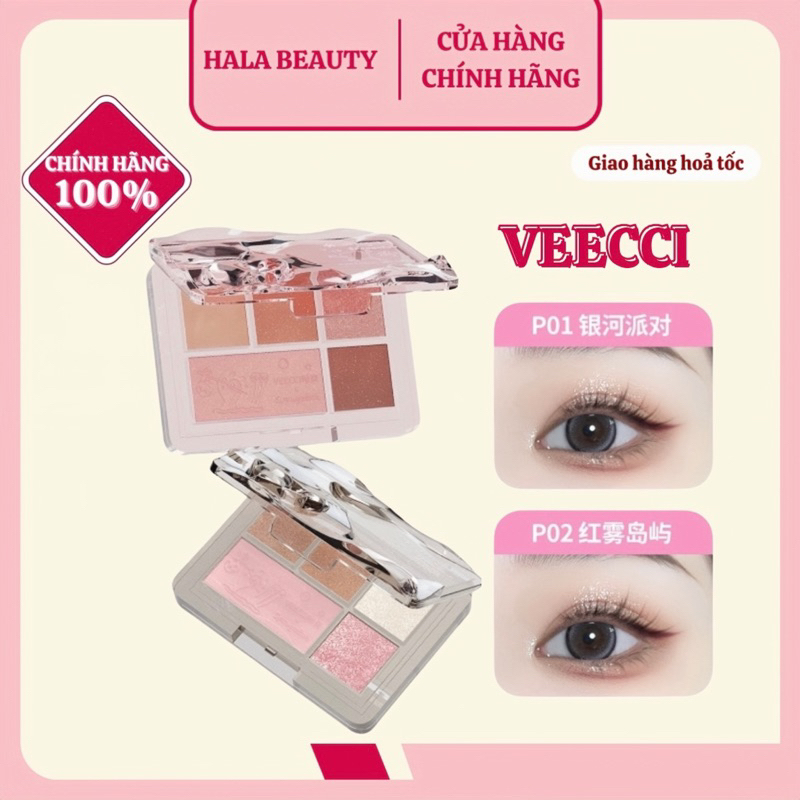 VEECCI - Bảng Phấn Mắt &amp; Má Hồng 5 Ô VEECCI Phiên Bản Giới Hạn