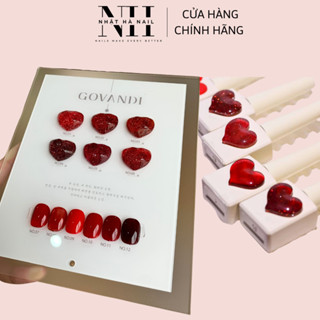 Set sơn gel Govandi cao cấp 12 màu tông đỏ chính hãng chất sơn đặc bóng bền màu - tặng kèm bảng màu