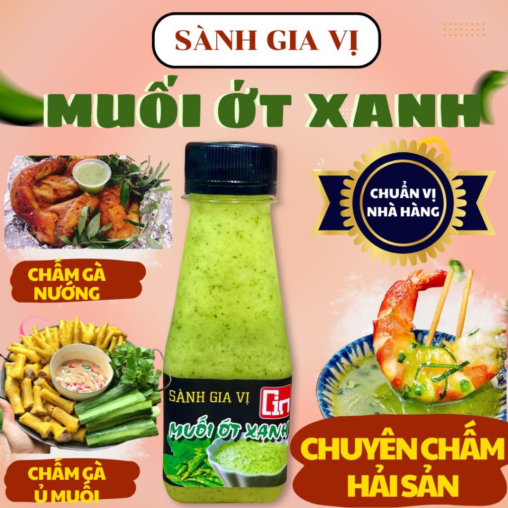 Muối ớt xanh, muối ớt, 150ml, chấm hải sản, chấm mù tạt,ớt xanh,chấm lẩu,Ớt chấm nướng,thích cay