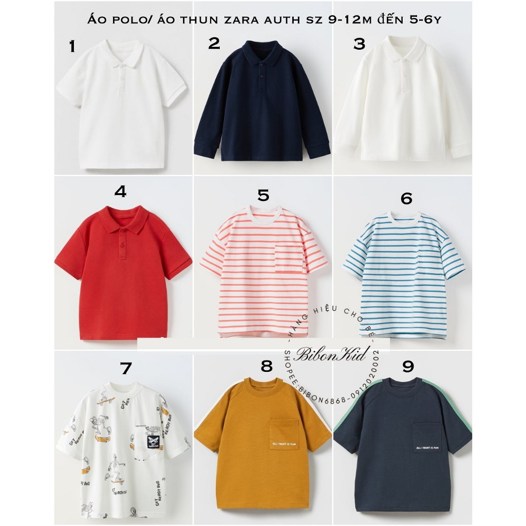 Áo POLO/ ÁO THUN Zara từ 9-12m đến 11-12y