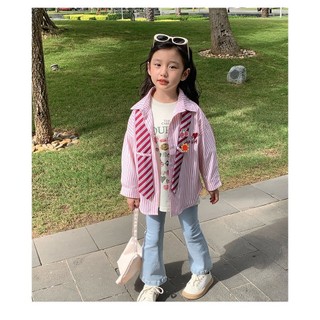 Áo sơ mi kèm cà vạt hồng cá tính cho bé gái-Chankid's Clothing